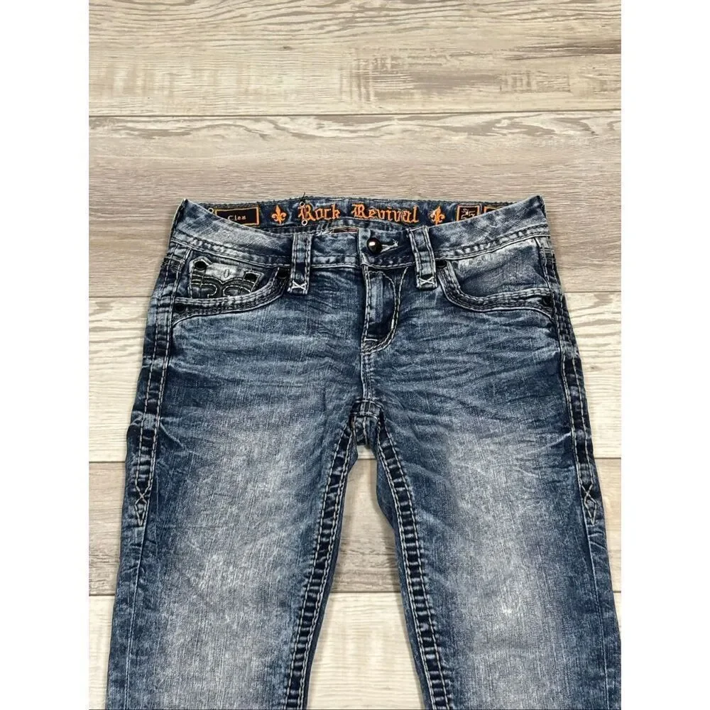 Rock Revival mid rise ankle skinny jeans size 25